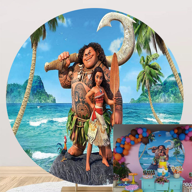 Round Backdrops Ocean Tropical Girls Boys Birthday Circle Background C –  dreamybackdrop