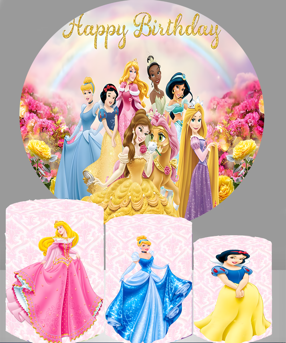 Princess Party Background Decors Round Girls Birthday Circle Photo Backdrop