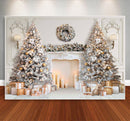 Christmas Backdrop Classic White Wall Photoshoot Xmas Tree Garland Decor Photo Studio Props Kids Portrait Photography Background