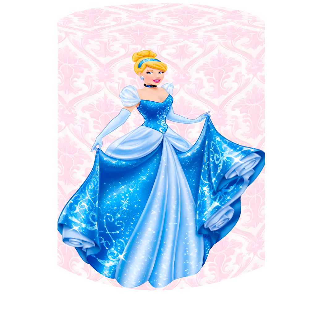 Disney Princess Party Background Decors Round Shape Girls Birthday Circle Photo Backdrop Cylinder Plinth Covers
