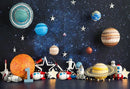 1st Birthday Party Photography Background Space Astronaut Rocket Astronomy Planet Galaxy Child Backdrop Photo Studio