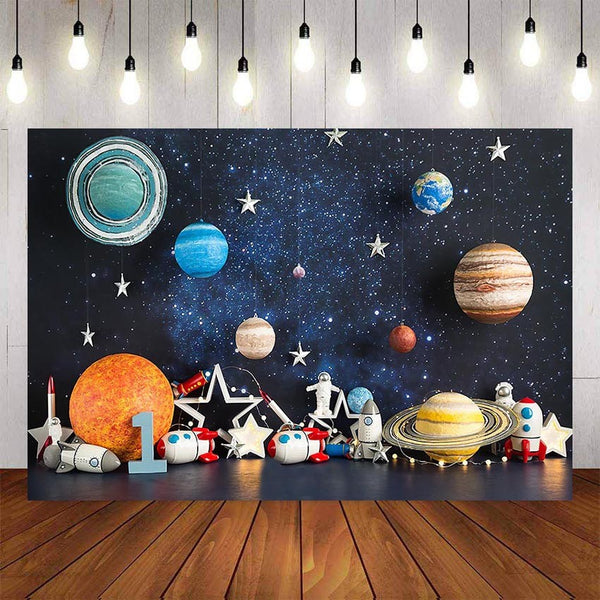Toile De Fond Vaisseau Spatial 2,2x1,5m - Vue Lune Galaxie Espace Pour Photos Et Fêtes