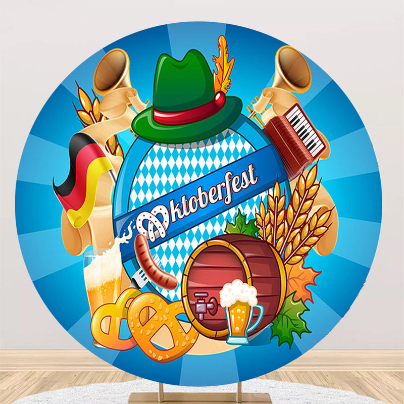 Customize Oktoberfest Round Backdrops Festival Party Circle Background Cake Table Banner Covers