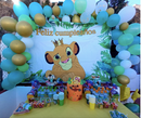 Green Leaves Cartoon Lion King Backdrop Boys Happy 1st Birthday Party Backgrounds for Photo Studio Customized