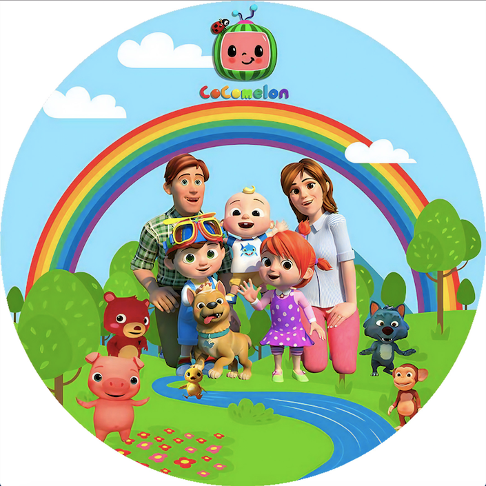 Cocomelon Round Backdrop Rainbow Animal