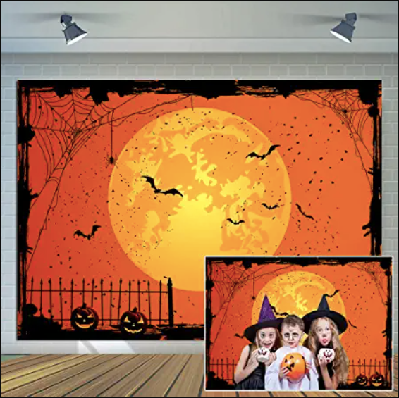 Halloween Photo Backdrop Yellow Moon Party Decoration Party Photo Booth Background for Photography Studio