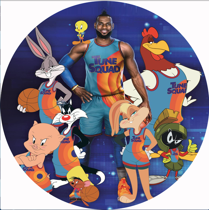 On space Jam wordy Photo Backdrop Tune Squad Round Backdrops Snowflake Circle Background Party Photo Booth Props Covers