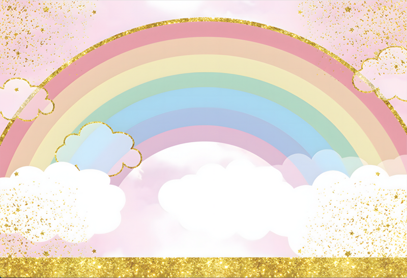 Gold Glitters Rainbow Pink Sky Photocall Oh Baby Birthday Party Photography Backdrop Decoration Backgrounds For Photo Studio