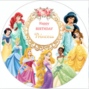 Personalize Disney Princess Round Backdrops Girls Happy Birthday Party Circle Background Covers