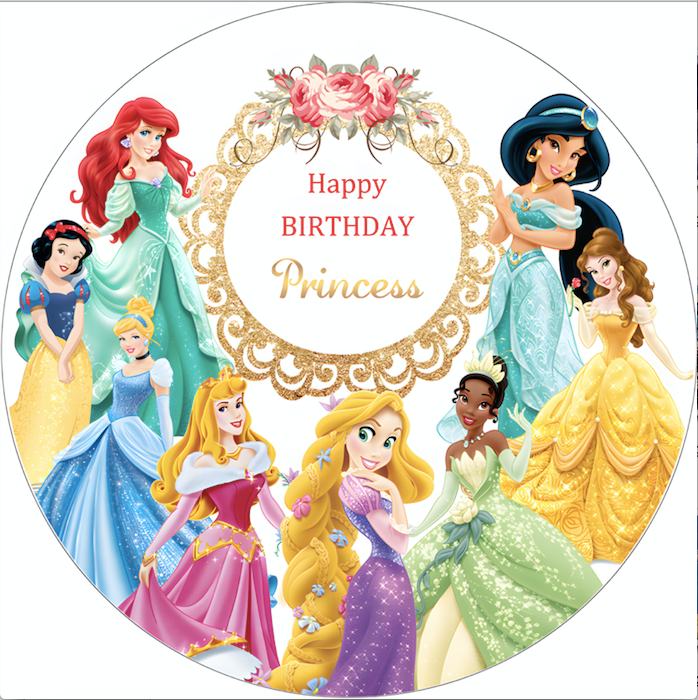 Round Princess Images Personalize Princess Round Backdrops Girls Happy Birthday Party Circle ...