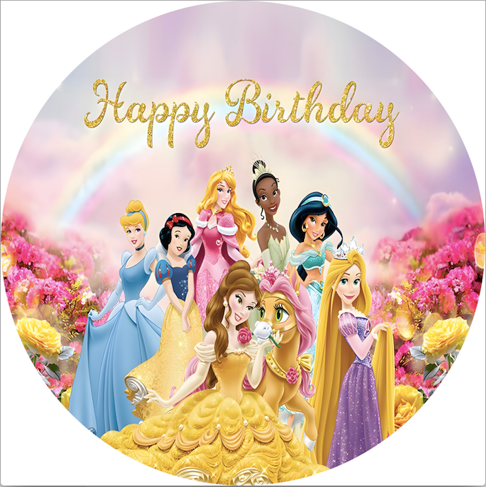 Décors de fond de fête de princesse, cercle rond d'anniversaire pour filles, couverture de plinthe cylindrique pour Photo 