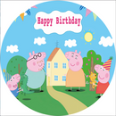 Toile de fond ronde pour Photo de cochon personnalisée, couverture de socle cylindrique pour anniversaire de bébé
