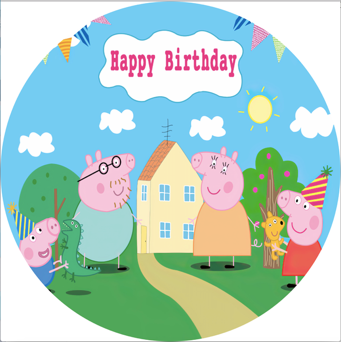 Custom Pig Round Photo Backdrop Baby Birthday Circle Background Cylinder Plinth Covers