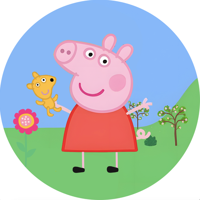 Customize Cartoon Pig Round Backdrop Kids Birthday Circle Background Cylinder Plinth Covers