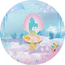 Little Mermaid Round Backdrops Ocean Shell Circle Background Girls Birthday Cake Table Banner Covers