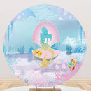 Little Mermaid Round Backdrops Ocean Shell Circle Background Girls Birthday Cake Table Banner Covers