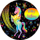 Unicorn Round Backdrops Baby Shower Circle Background Girls Birthday Cake Table Banner Covers