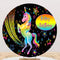 Unicorn Round Backdrops Baby Shower Circle Background Girls Birthday Cake Table Banner Covers