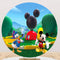 Mickey Mouse Round Backdrops Kids Party Circle Background Boys Birthday Cake Table Banner Covers