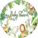 Jungle Safari Round Backdrops Elephant Monkey Lion Baby Shower Party Circle Background Boys Birthday Cake Table Banner Covers