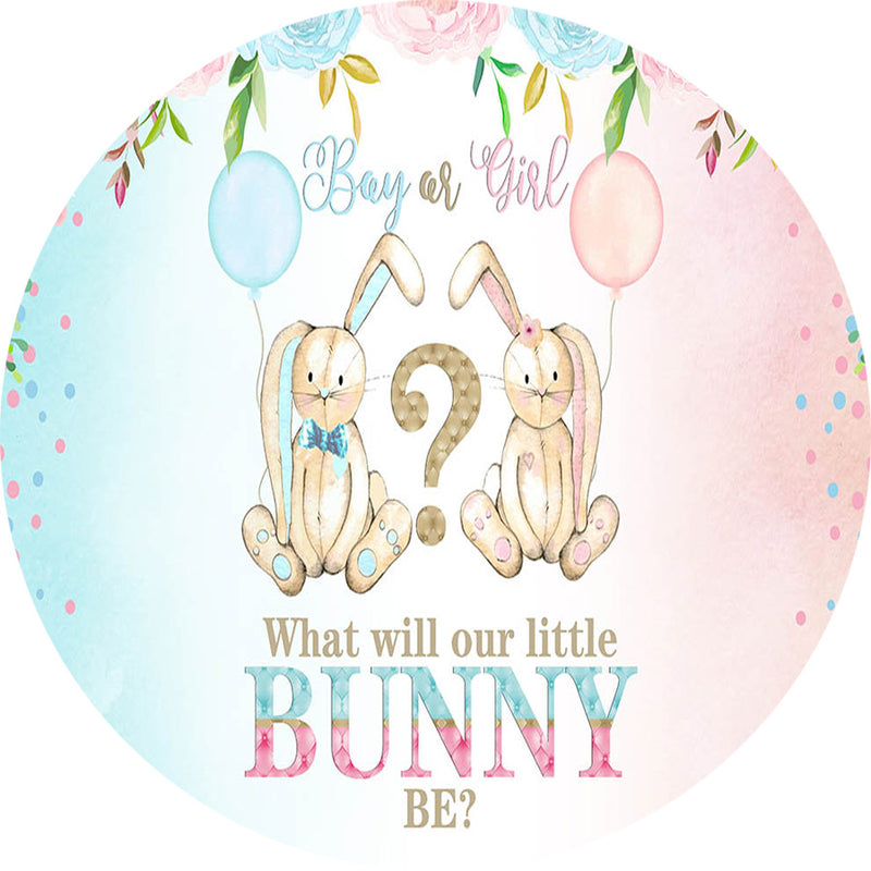 Boy and Girl Round Backdrops Bunny Party Circle Background Rabbit Girls Birthday Cake Table Banner Covers
