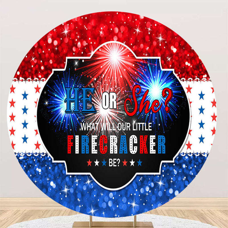Boy and Girl Round Backdrops Firecracker Party Circle Background Birthday Cake Table Banner Covers
