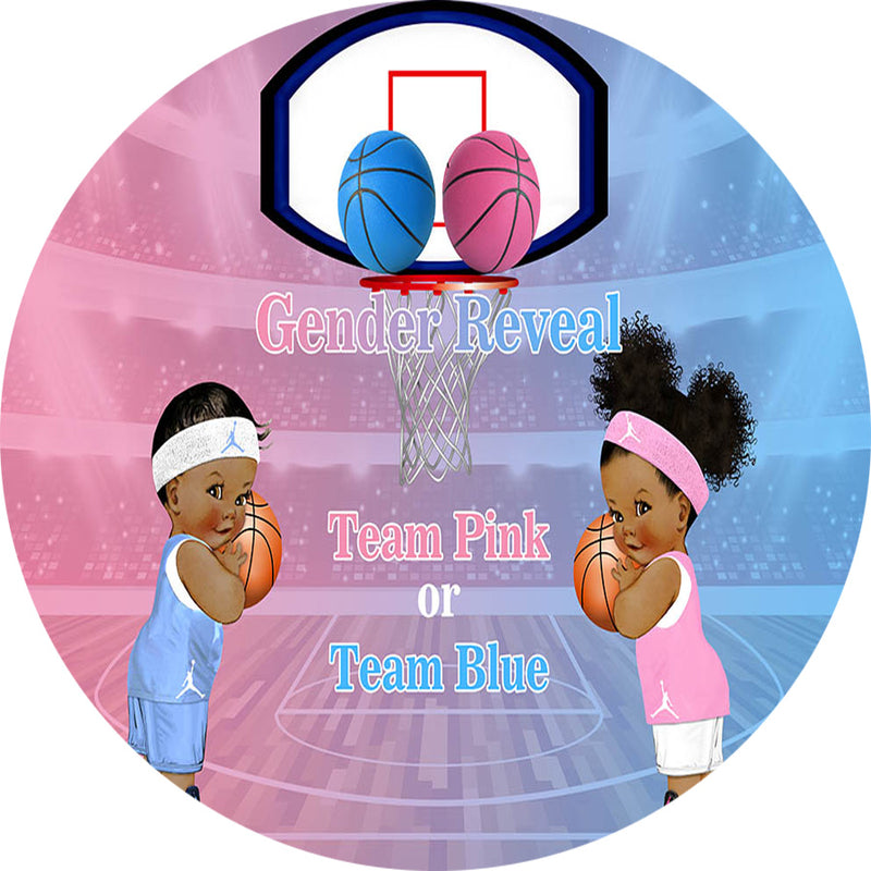 Boy And Girl Round Backdrops Basketball Party Circle Background Birthday Cake Table Banner Covers