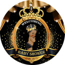 Baby Shower Round Backdrops Black Golden Prince Party Circle Background Boys Birthday Cake Table Banner Covers
