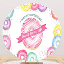 Donut Grow Up Round Backdrops Girls Birthday Party Circle Background Donut Cake Table Banner Covers