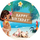 Moana Maui Round Backdrops Ocean Summer Party Circle Background Kids Cake Table Banner Covers