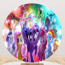 My Little Pony Round Backdrops Girls Birthday Party Circle Background Cake Table Banner Covers