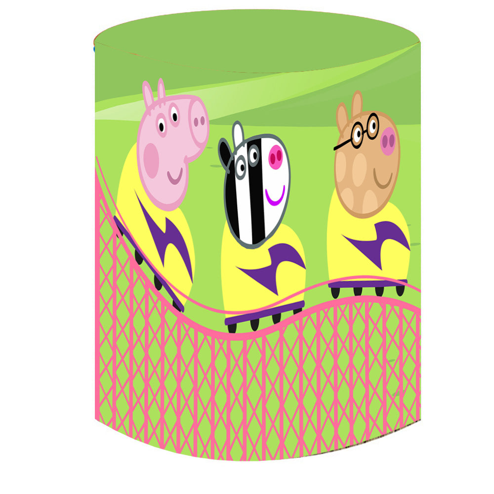 Peppa Pig Round Backdrop Boys or Girls 1st 2nd 3rd Birthday Party Decor Circle Cylinder Plinth Covers