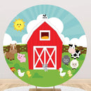 Farm Round Backdrops Farm Animals Barnyard Party Circle Background Kids Birthday Cake Table Banner Covers