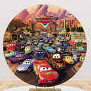Disney Racing Car Round Backdrop Cars Mcqueen Birthday Circle Background Cylinder Plinth Covers