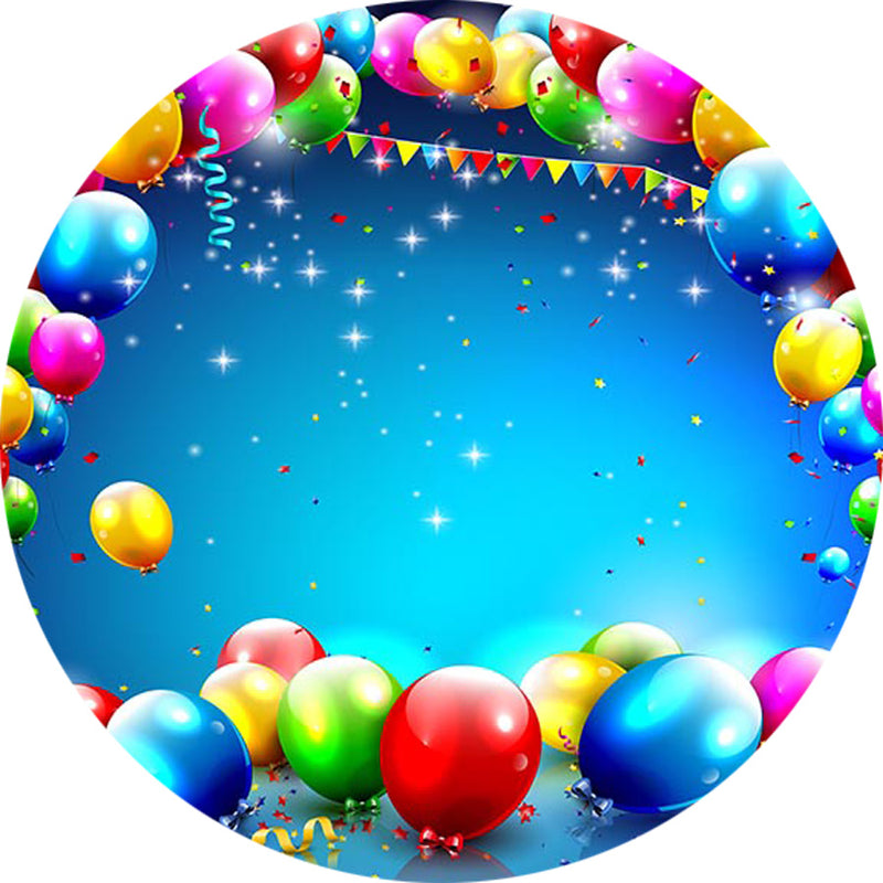 Colorful Balloons Round Backdrops Kids Birthday Party Circle Background Birthday Cake Table Banner Covers