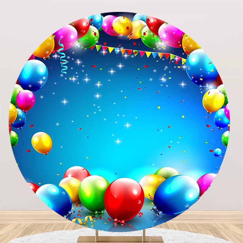 Colorful Balloons Round Backdrops Kids Birthday Party Circle Background Birthday Cake Table Banner Covers