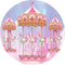 Carousel Round Backdrops Pink Girls Birthday Party Circle Background Summer Cake Table Banner Covers