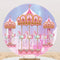 Carousel Round Backdrops Pink Girls Birthday Party Circle Background Summer Cake Table Banner Covers