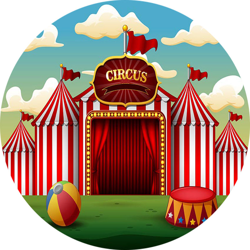 Circus Round Backdrops Kids Birthday Party Circle Background Baby Shower Cake Table Banner Covers