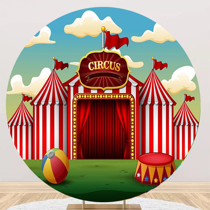 Circus Round Backdrops Kids Birthday Party Circle Background Baby Shower Cake Table Banner Covers