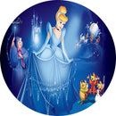 Cinderella Round Backdrops Blue Dress Blonde Princess Party Circle Background Girls Birthday Cake Table Banner Covers