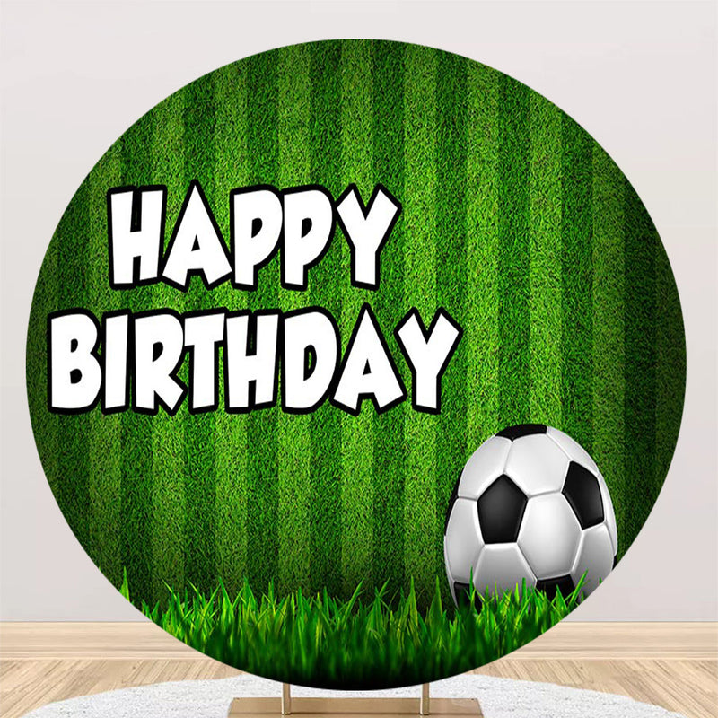 Soccer Round Backdrops Football Party Circle Background Green Lawn Cake Table Banner Covers