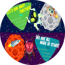 Space Ship Round Backdrops Universe Kids Party Circle Background Boys Birthday Cake Covers