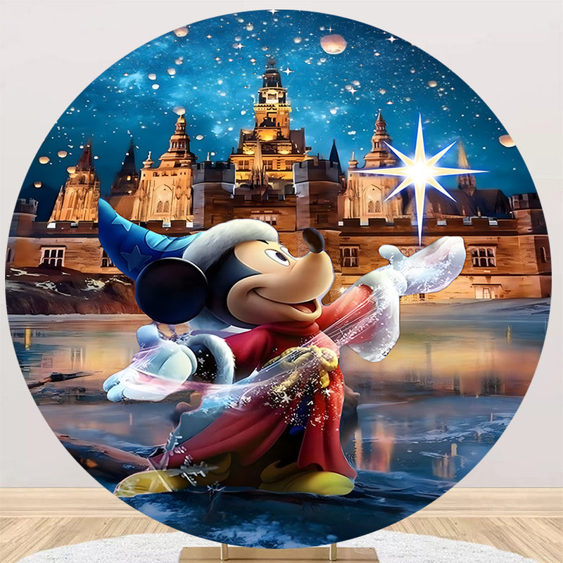 Mickey Mouse Round Backdrops Merry Christmas
