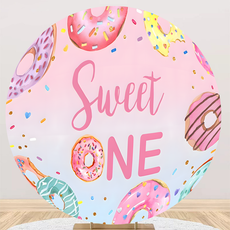 Sweet Donuts Party Round Backdrop Circle Background Baby Shower Birthday Photo StudioDecor Candy Table Banner Covers