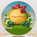 Personalize Easter Egg Round Backdrop Sunday Happy Easter Birthday Circle Background Table Banner Covers
