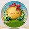 Personaliza el fondo redondo del huevo de Pascua, cubiertas de pancartas de mesa de fondo circular de cumpleaños feliz Pascua del domingo