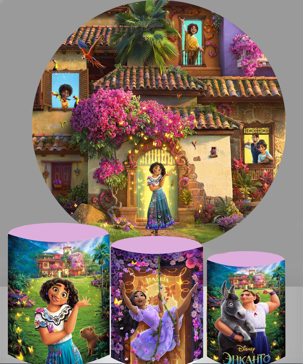 Round Princess Background Custom Cartoon Princess Round Background Circle Backdrop Cover Set Gir ...
