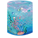 Fondos redondos de sirena, fondo circular de pez océano, cubiertas de plinto cilíndrico para fiesta de cumpleaños para niñas
