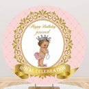 Toile de fond ronde personnalisée pour fête prénatale, couverture de bannière de Table pour anniversaire de filles 